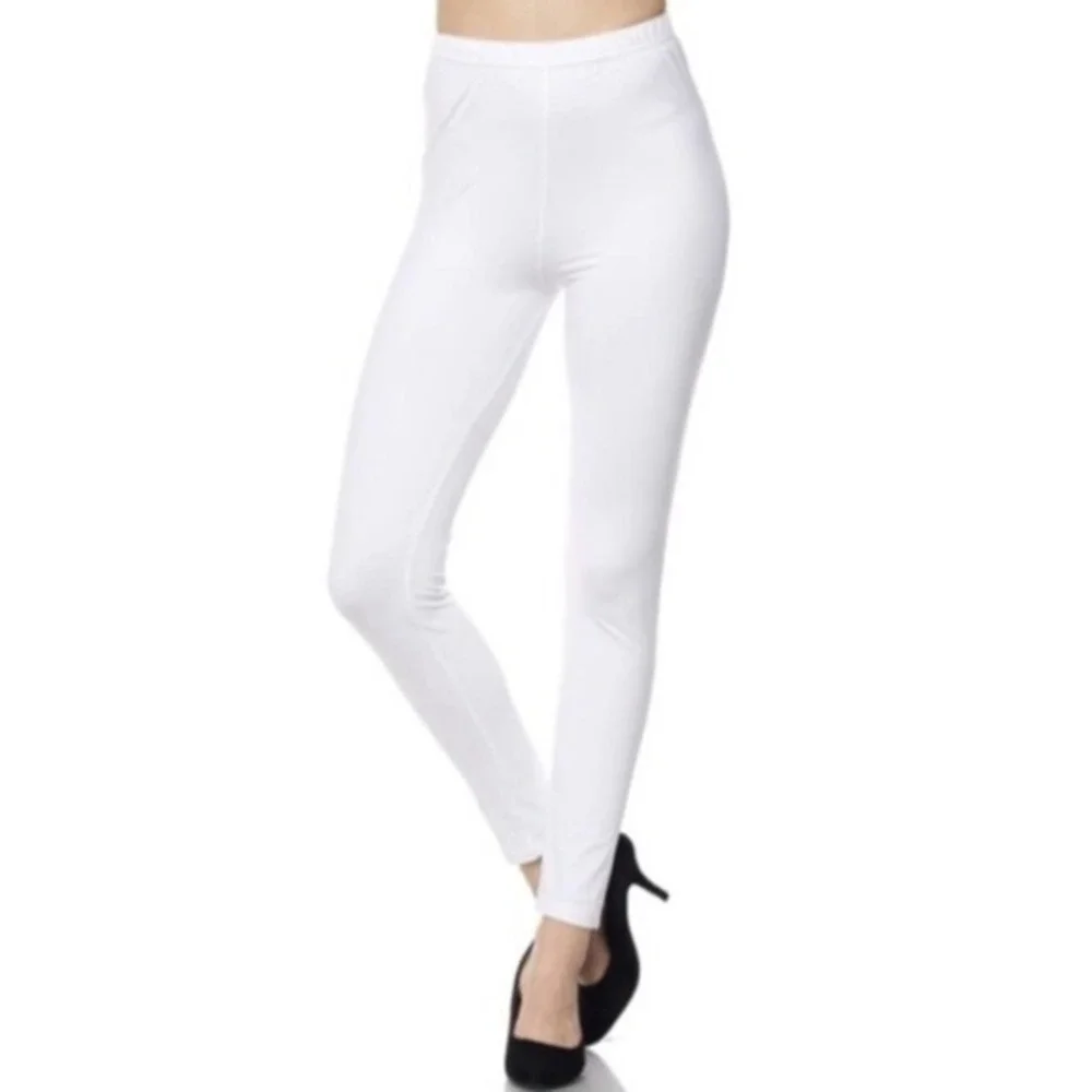 OS (Fits 0-12) White Leggings One Casual Daywear Pants - Picture 2 of 2